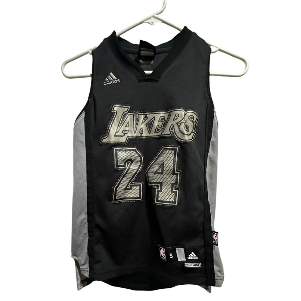 Kobe Bryant Adidas NBA Swingman #24 Jersey Black Gray Youth Small Rare Blackout